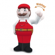 Welcome-Man: Werbefigur Maskottchen winkt Kunden herbei