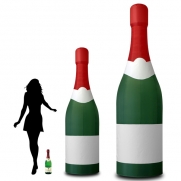 Aufblasbare Sektflasche mit individuellen Labels