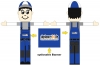 winkende Werbefigur Mechaniker mit Werbebanner